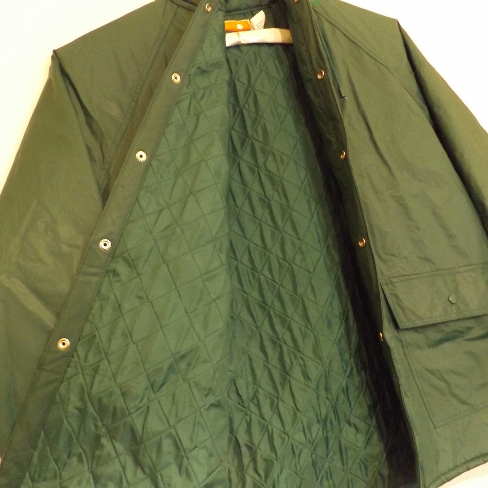 OZARK TRAIL MENS GREEN RAIN COAT QUILTED POLYESTER